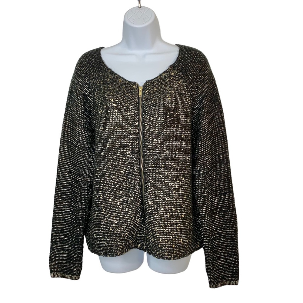 MOSSIMO Metallic Gold Cropped Zip Jacket Sz XXL